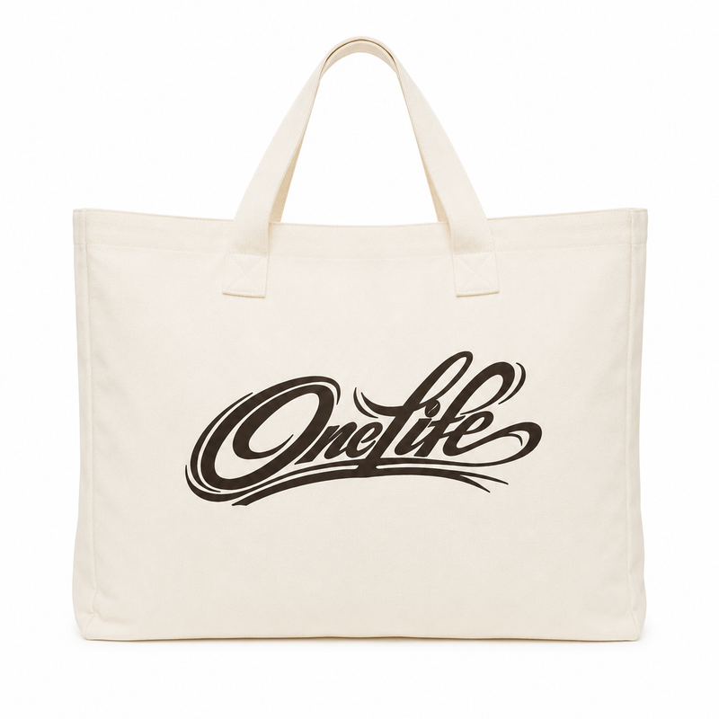 OneLife Tote Bag beige mit großem Front-Print